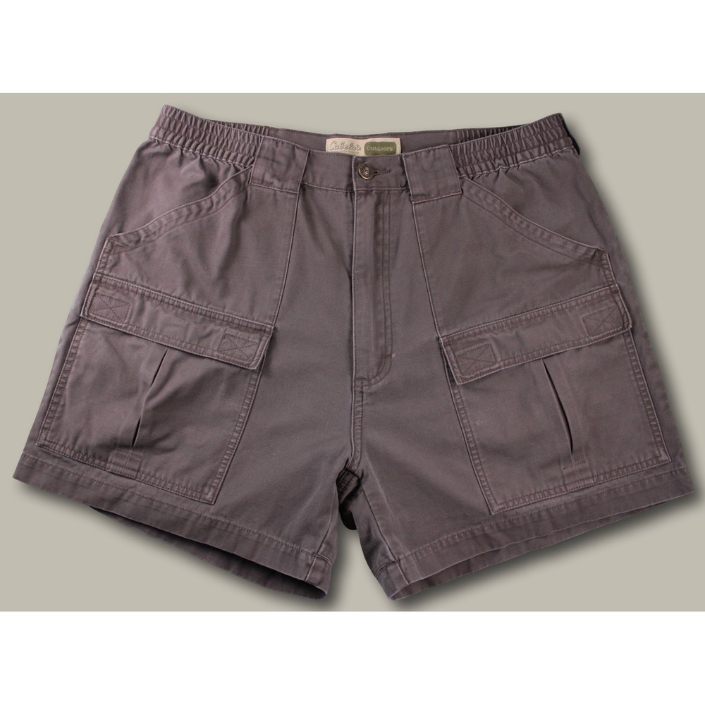 Vtg 00s Cabelas Outdoors Canvas Cargo Shorts Baggy Gorpcore Faded Brown Mens 36